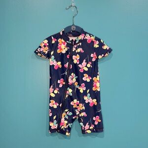 Floral Short Sleeve Swimsuit